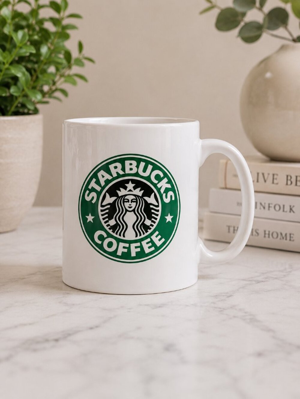 Starbucks Logo Coffee Mug 11 oz White Green Siren Ceramic Cup NWOT